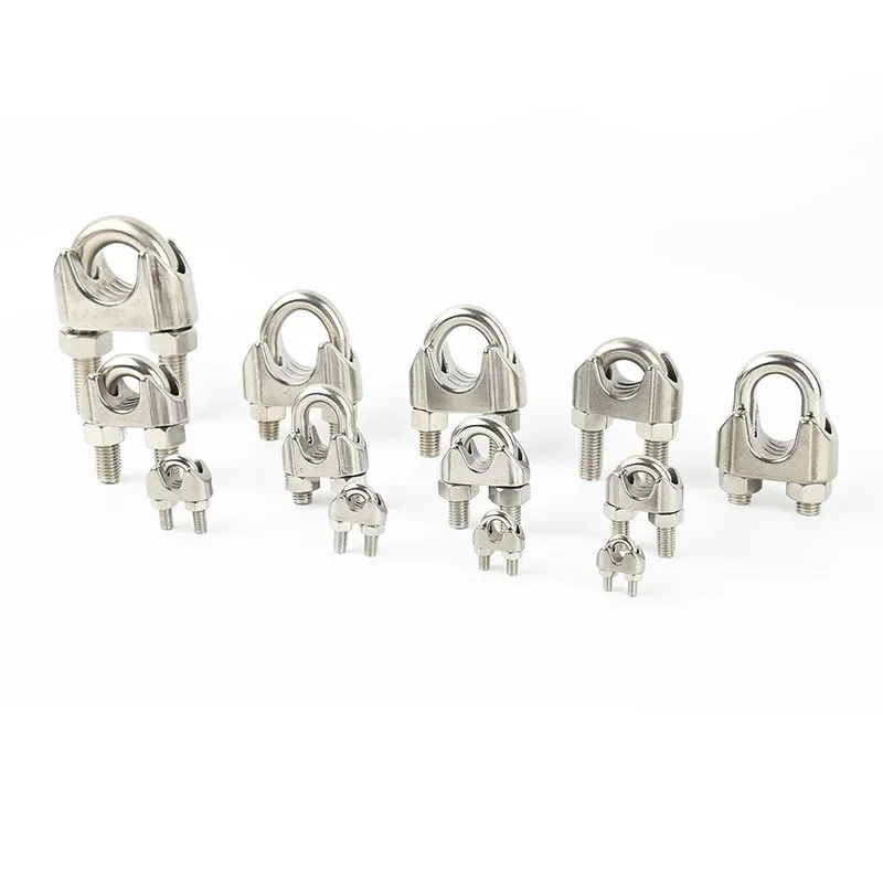 50Pcs Steel U Clip Wire Rope Cable Clamps 304 Stainless Steel Wire U Bolts Non-slip Cable Saddle M2-M8