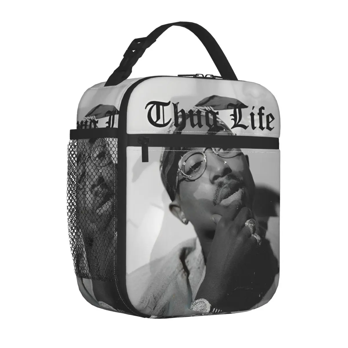 Tupac Insulated Lunch Bags High Capacity Retro Rapper Meal Container Thermal Bag Tote Lunch Box College Picnic Food Bag