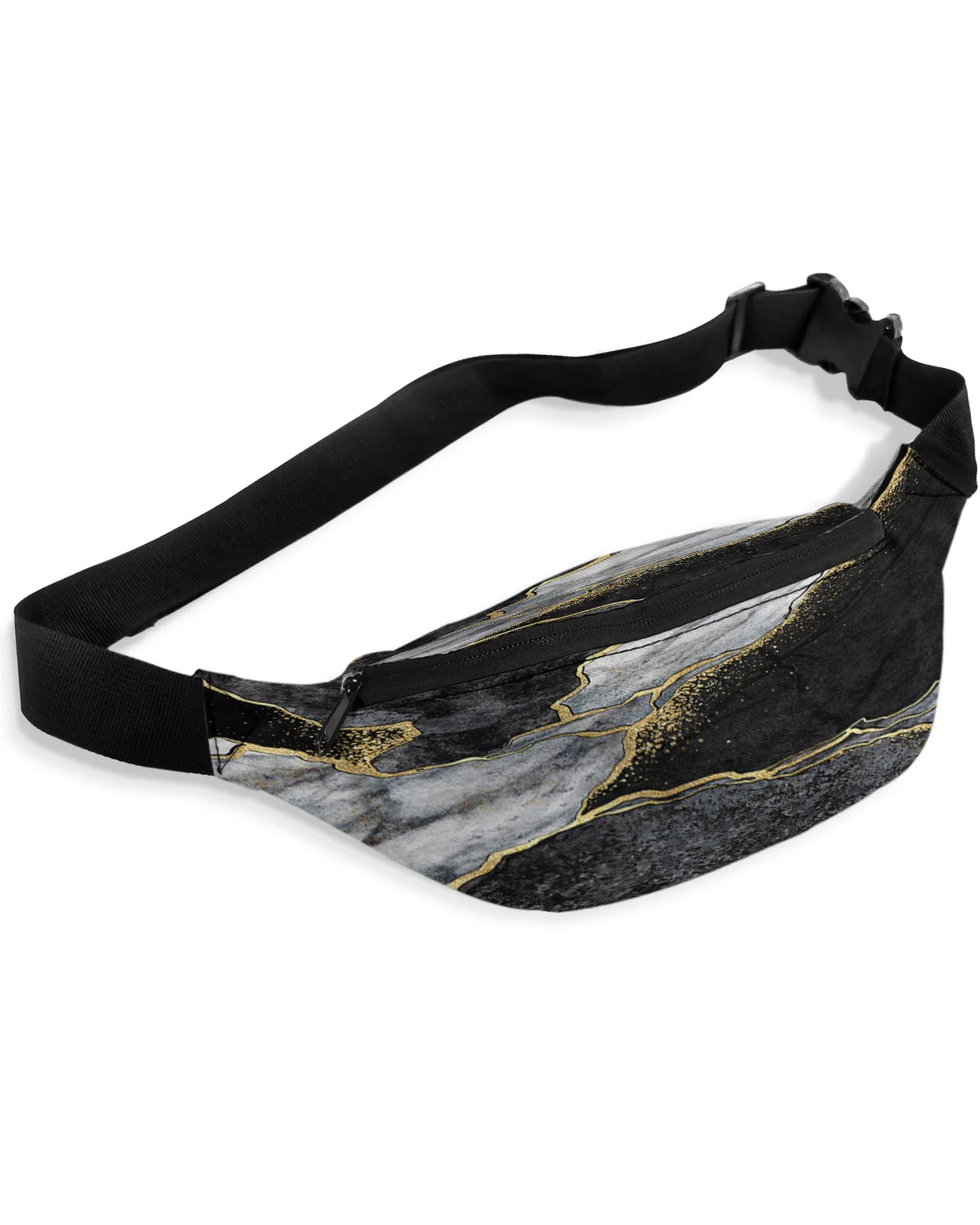 Abstract Black And White Marble Waist Packs for Women Waterproof Outdoor Sports Waist Bag Unisex Crossbody Shoulder Bag