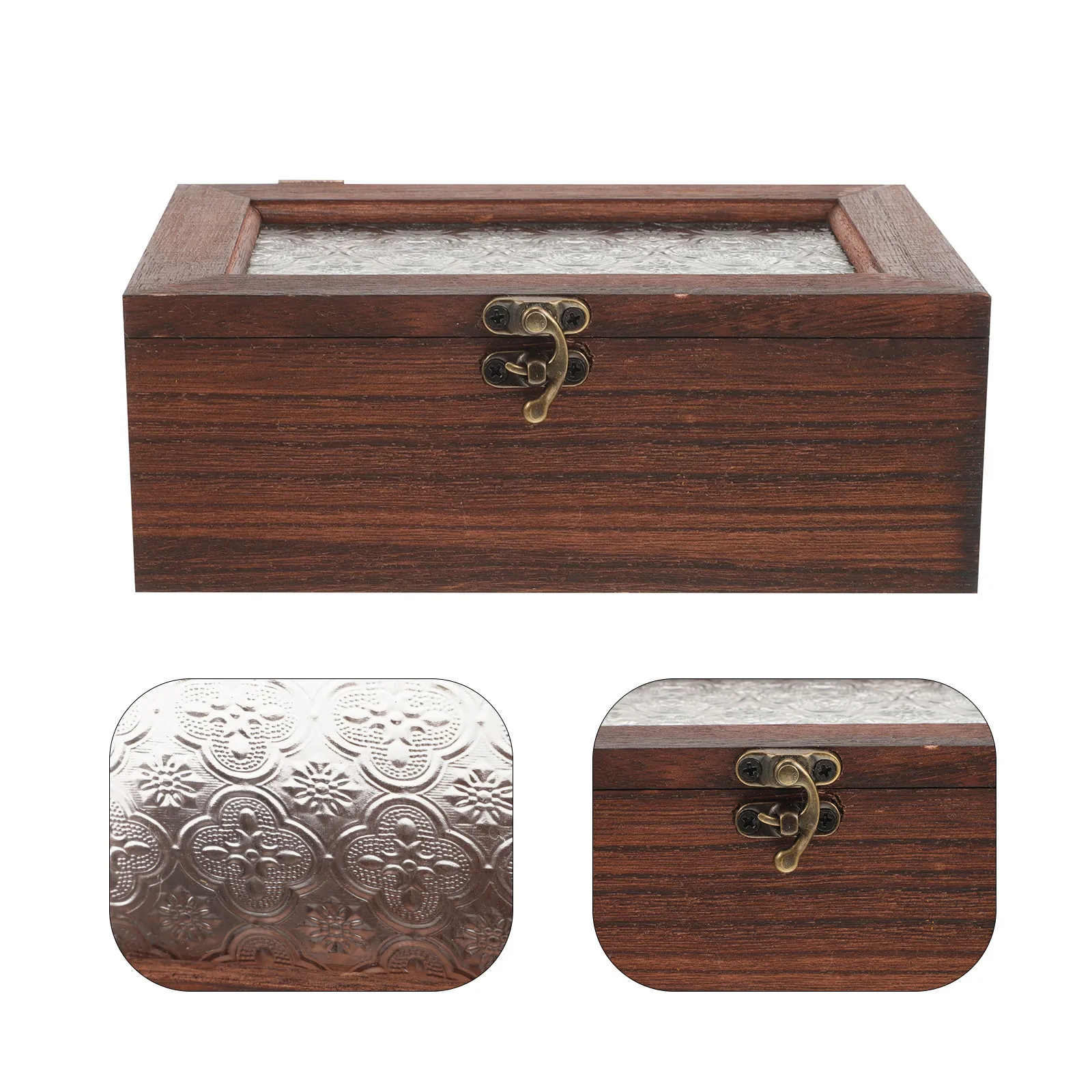 

Retro Wooden Jewelry Storage Box Elegant Trinket Organizer Case with Clear Lid for Display and Gifting Perfect for Bedroom