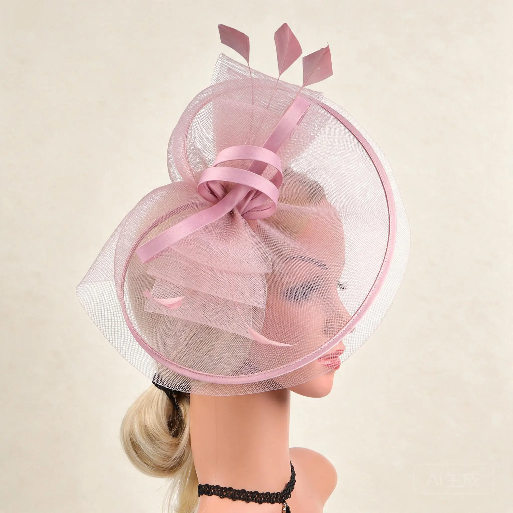 Elegant Feather Mesh Fascinator Headband For Women Bridal Wedding Tea Party Cocktail Kentucky Derby Formal Event Hair Accessory