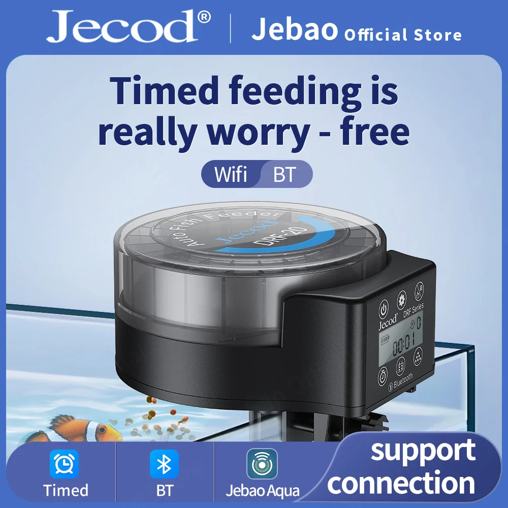 Jebao DRF-15/20 Automatischer Aquarium-Fischfütterer Ferngesteuerte Zeitgesteuerte Mengenbestimmte Großkapazitäts-Futterspender für Aquarium-Haustierfische
