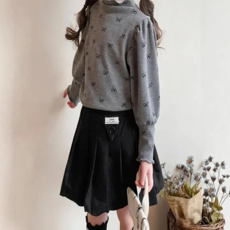 Girls' High-Neck Base Shirt Kids Autumn Winter Children's Long-Sleeve T-Shirt Winter Warm Baby Girl Top
