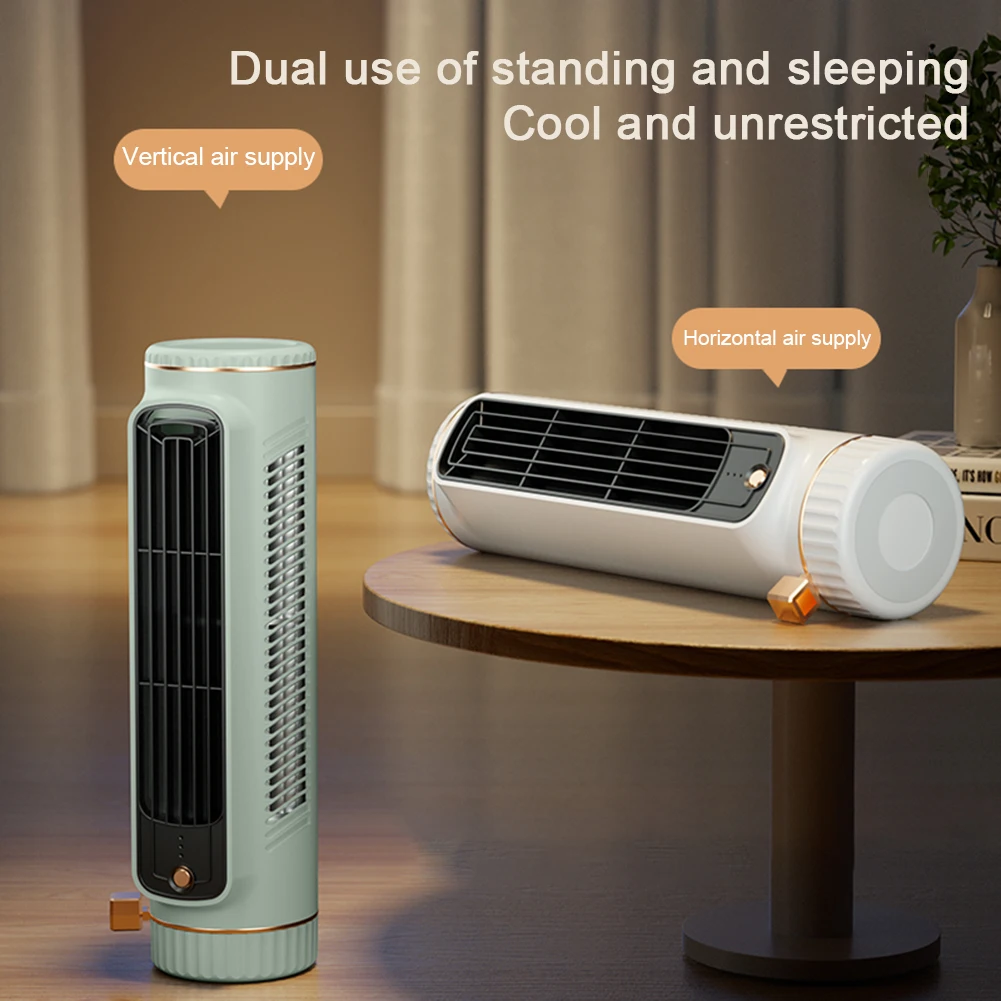 Tabletop Desk Tower Fan USB Rechargeable 3 Speeds Quiet Air Cooler Portable Tower Fan for Outdoor Camping Hiking view 2