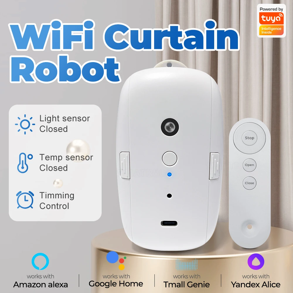 Tuya Smart Curtain Motor Bt Voice Control Switch Electric Curtain Robot App Control Timer Setup Compatible With Alexa Google Hom