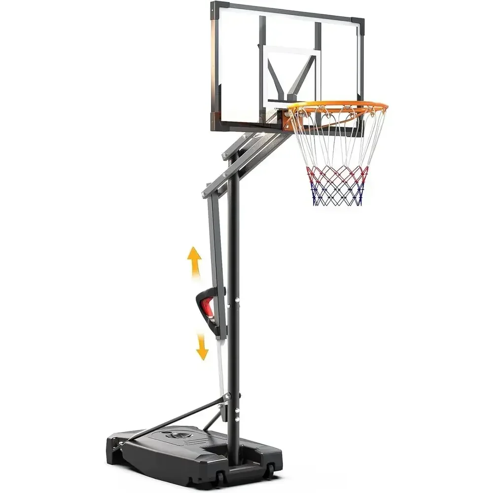 Portable Outdoor Basketball Hoop with Adjustable Height, HDPE Backboard, Wheels for Kids, Teens, and Adults
