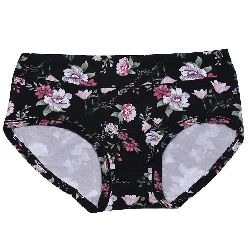 1 PC 12XL Large Size Lingerie Women\'s Panties Mid Waist Underwear High Elasticity Breathable Floral Breifs Female Pantys