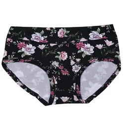 1 PC 12XL Large Size Lingerie Women's Panties Mid Waist Underwear High Elasticity Breathable Floral Breifs Female Pantys