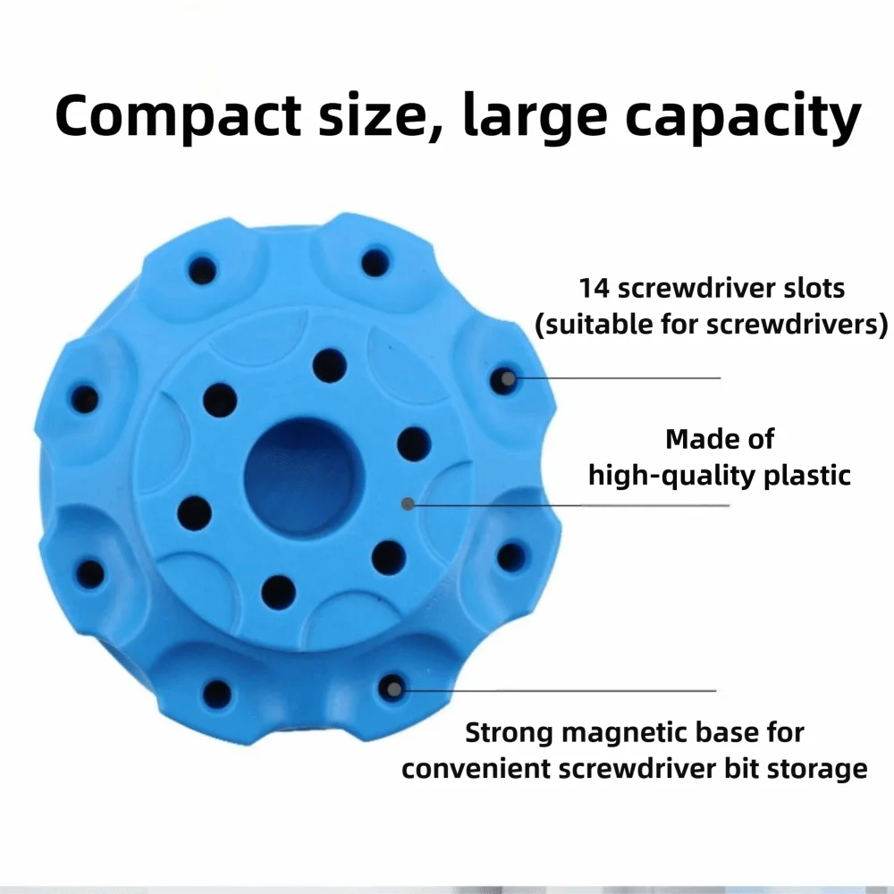 360° Rotatable Repair Tool Storage Rack Anti-lost Anti-slip Base Classification Storage Box Magnetic Bottom 14 Holes