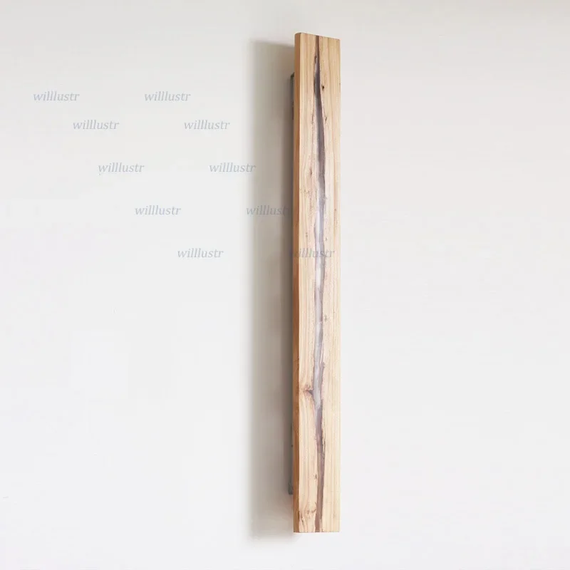 متصدع الخشب الجدار مصباح الجوز البلوط Elmwood LED الشمعدان فندق مقهى مكتب غرفة المعيشة الممر اللوبي السرير الحد الأدنى ضوء #3