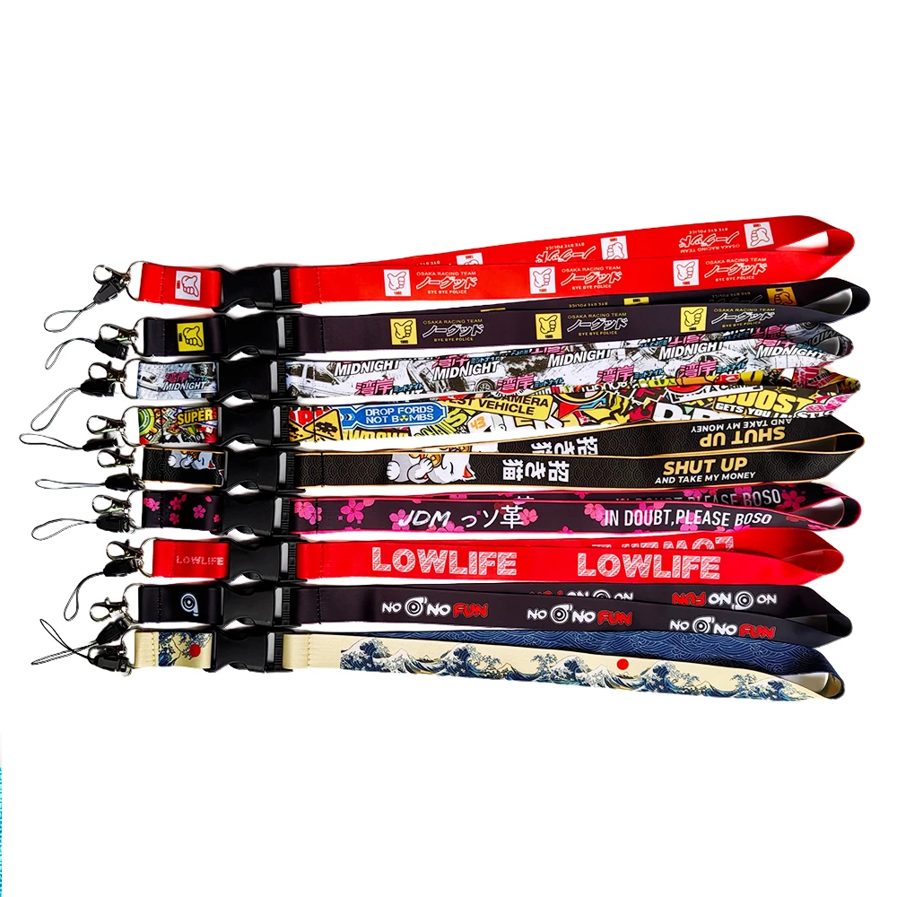 Japanese Style Car Keychain Lanyard Motorsport Culture Keyring Preventing Loss Lanyards Credentials Automotive Accessories Girly