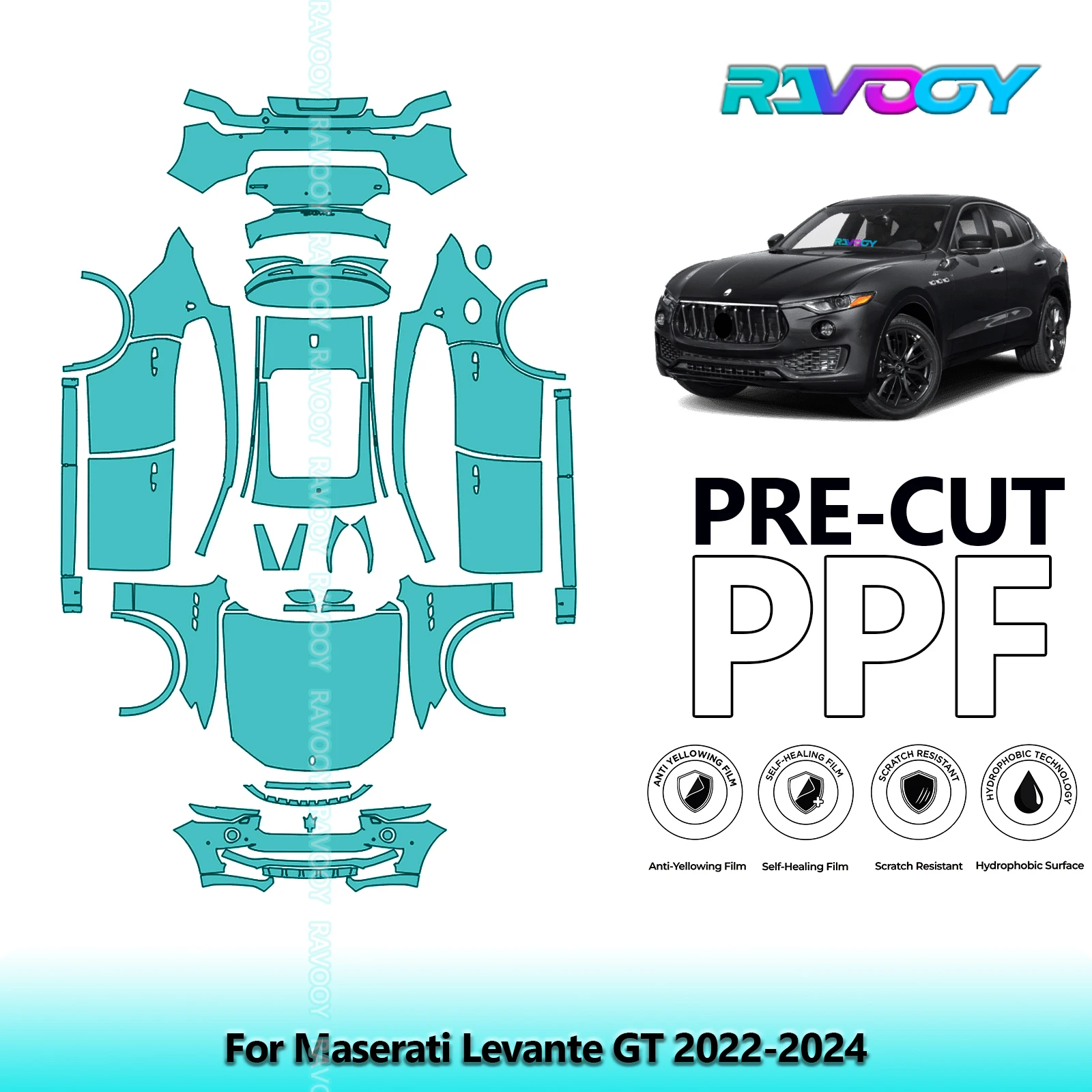 

8.5Mil Precut PPF Paint Protection Film Full Vehicle For Maserati Levante GT 2022-2024