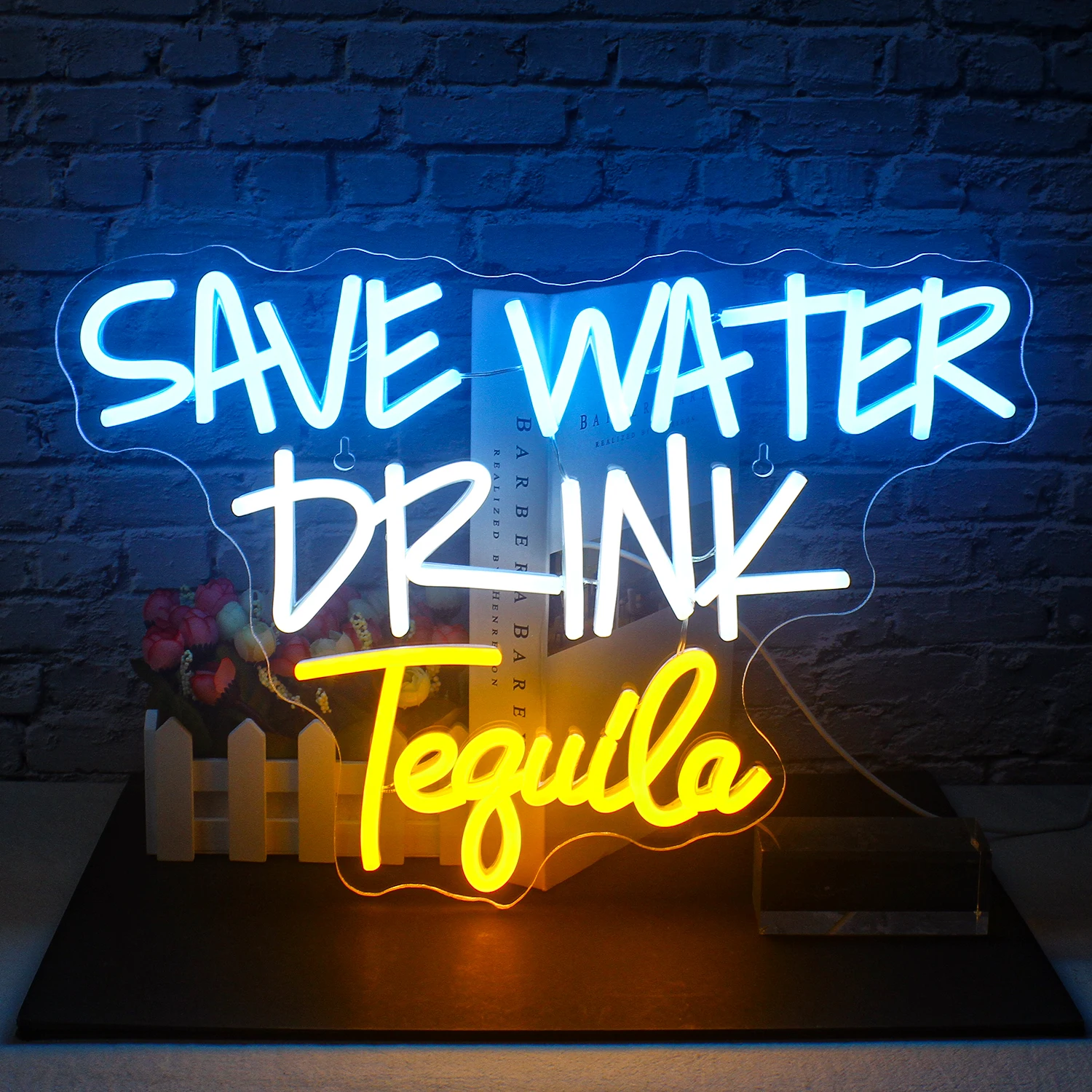 Save Water Drink Tequila Neon Sign for Wall Decor LED Neon Light USB Illuminated Sign Bedroom Hotel Bar Men's Cave Club Gift