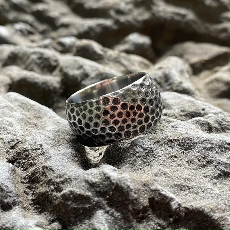 Nordic Vintage Cracking Circle Stainless Steel Point Unisex Ring Punk Party Gift For Mens Simple Rings Jewelry Wholesale Fashion
