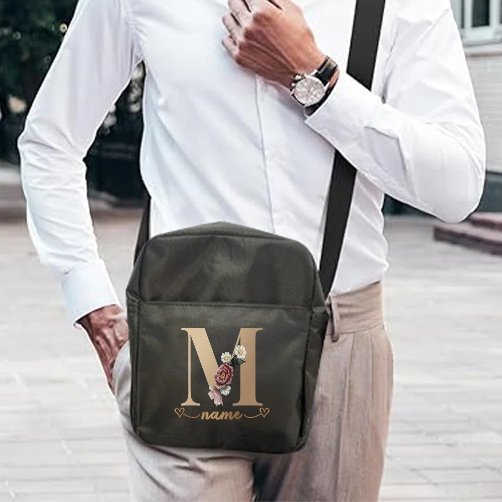 Customized Men's and Women's Crossbody Bags Shoulder Bags Outdoor Travel Portable Leisure Storage Bags Rose Gold Letter Series