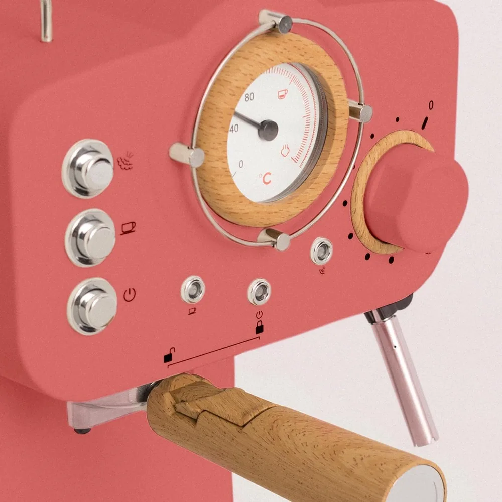 CREATE / THERA RETRO/Cafetera Express Semiautometica Terracota Mate y Madera / 20 bares، brazo dob dob dobles، depensione 1,25L، Caf