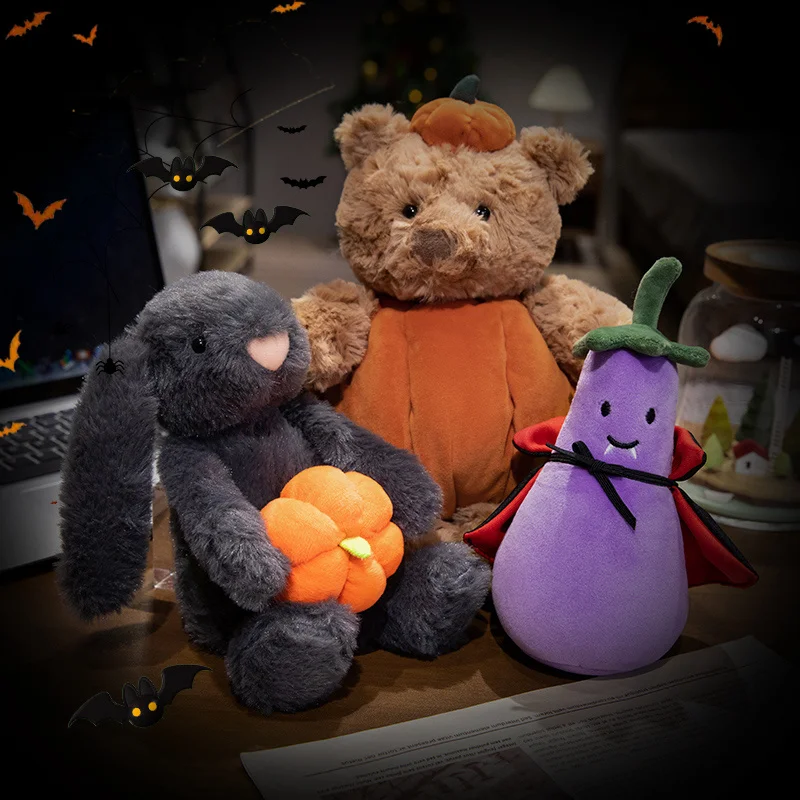 Halloween-Plüschtier-Set: Vampir, Aubergine, Kürbis, Bär, Grauer Hase, Stoffpuppe, Heimparty-Deko, Feiertagsgeschenk für Kinder – Detail 4