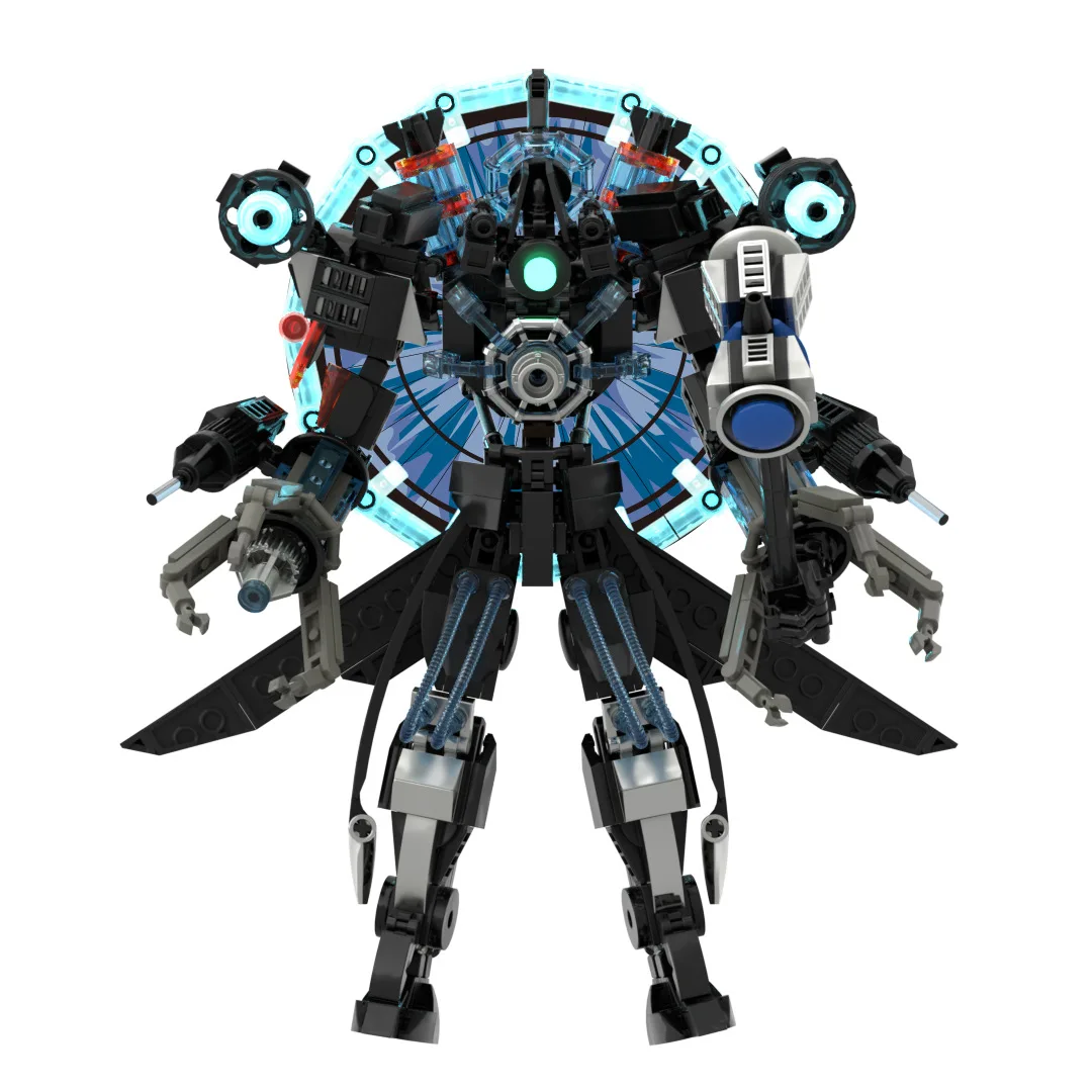 MOC Toilet Man vs. Surveillance Titan Buildable Set - Giant Double Cannon Titan Model, Creative Construction Toy for Collectors