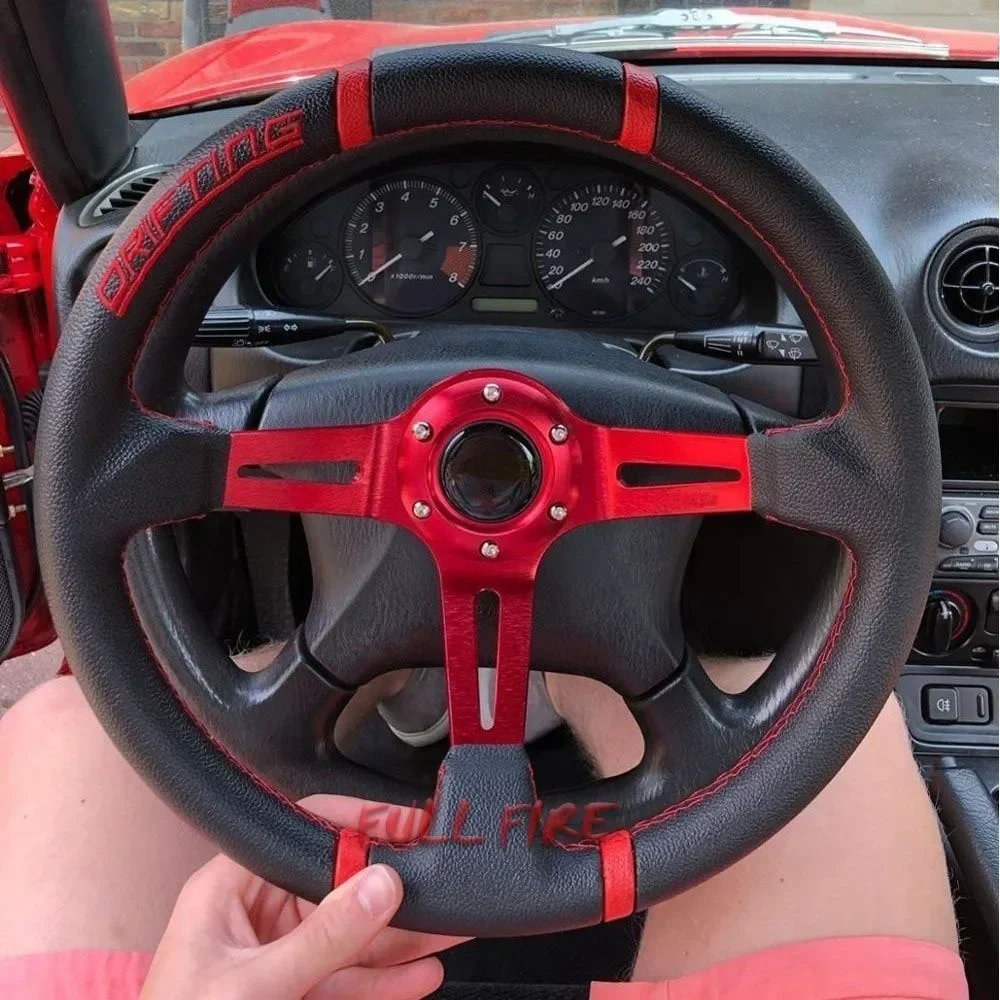 Car 350MM leather steering wheel PVC Racing steering wheel sports volante High quality Auto parts modification jdm