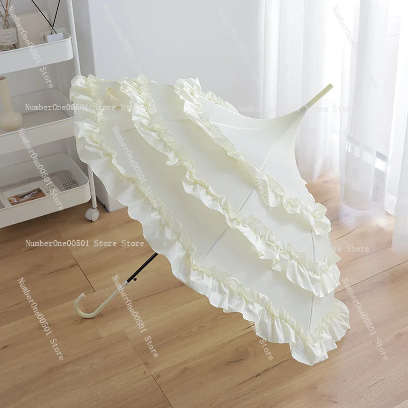 Classical pagoda umbrella princess long-handled umbrella small fresh curved handle wind-resistant umbrella