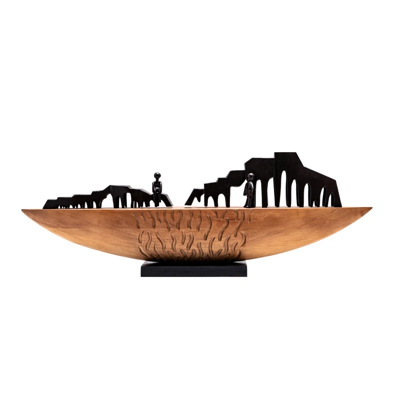 

Creative decorations wood carving handicrafts decoration hotel front desk sales office entrance table top decoration