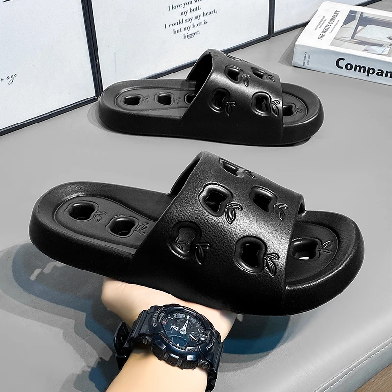 

Men Bathroom Anti Slip Slippers Couples Hollow Quick Drying Slides Women Man Soft and Lightweight House Home Novelty Slippers
