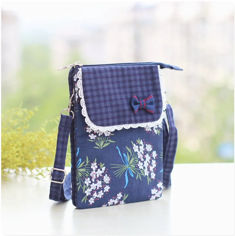 Women\'s Cotton Floral Pattern Shoulder Crossbody Bag Ladies Brands 2024 Female Handbag Small Phone Purse Money Pouch for Girls