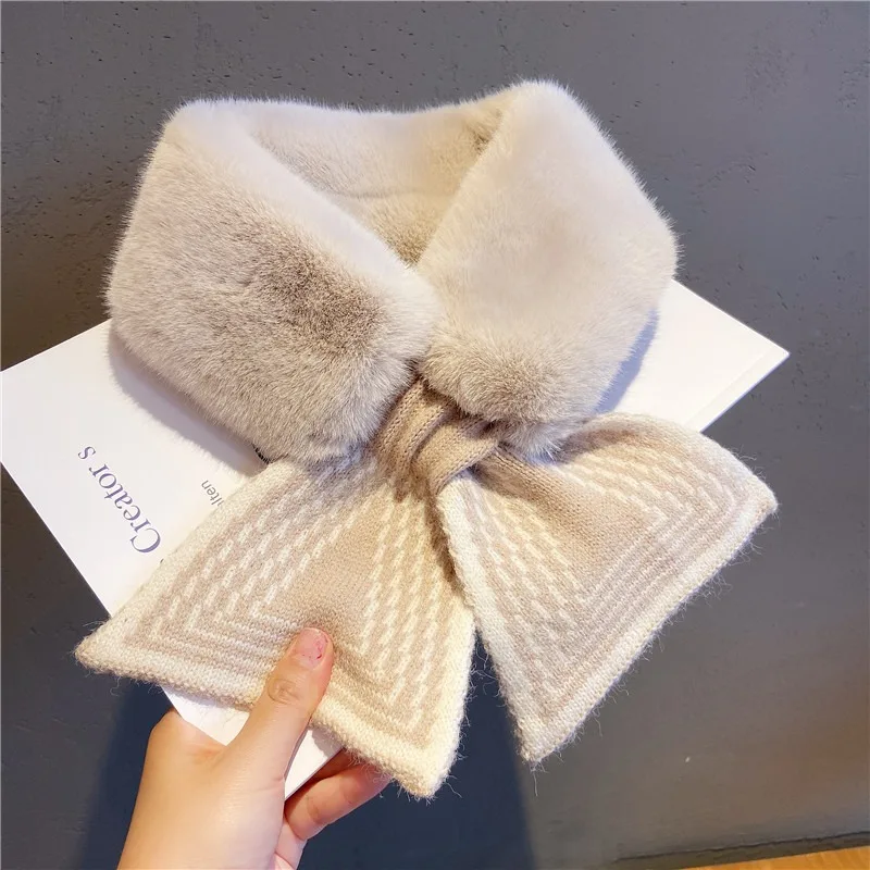 

2025 new versatile autumn and winter imitation rabbit hair thickened warm neck protection plush damp windproof scarf