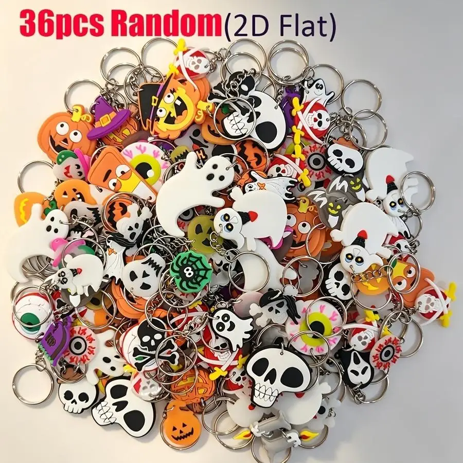 1/5/10/20/50/100pcs 2D Flat - Random s 2D Flat Halloween Festival Keychains Bag Keychains Pendant Suitable for Party Gifts Holid