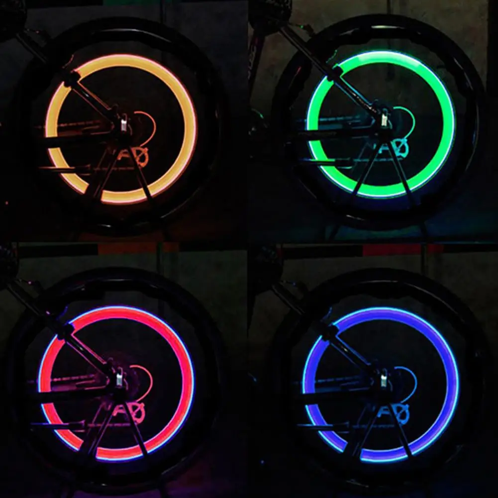 2Pcs LED Light Valve Cap Widely Compatible Auto Styling LED Light Wheel Valve Cap Bicycle LED NEON Light Wheel Valve Cap