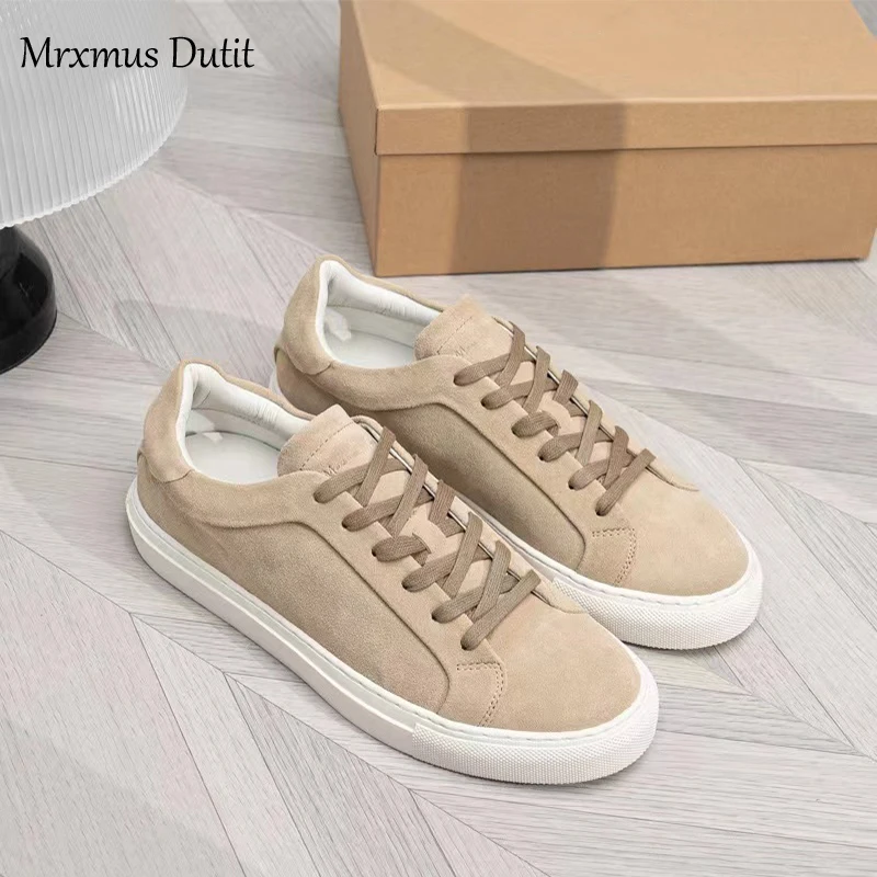 Mrxmus Dutit Men Shoes 2023 summer New Fashion Leather Casual Men\'s Sneakers Solid Color Simple Versatile White Shoes Male