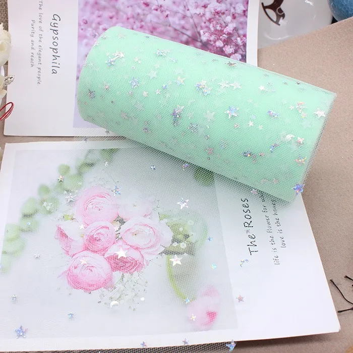 Tulle Roll 10 Yards 15cm Glitter paillettes Tutu tessuto decorazione di cerimonia nuziale Organza Laser artigianato fai da te forniture per feste di compleanno bianco