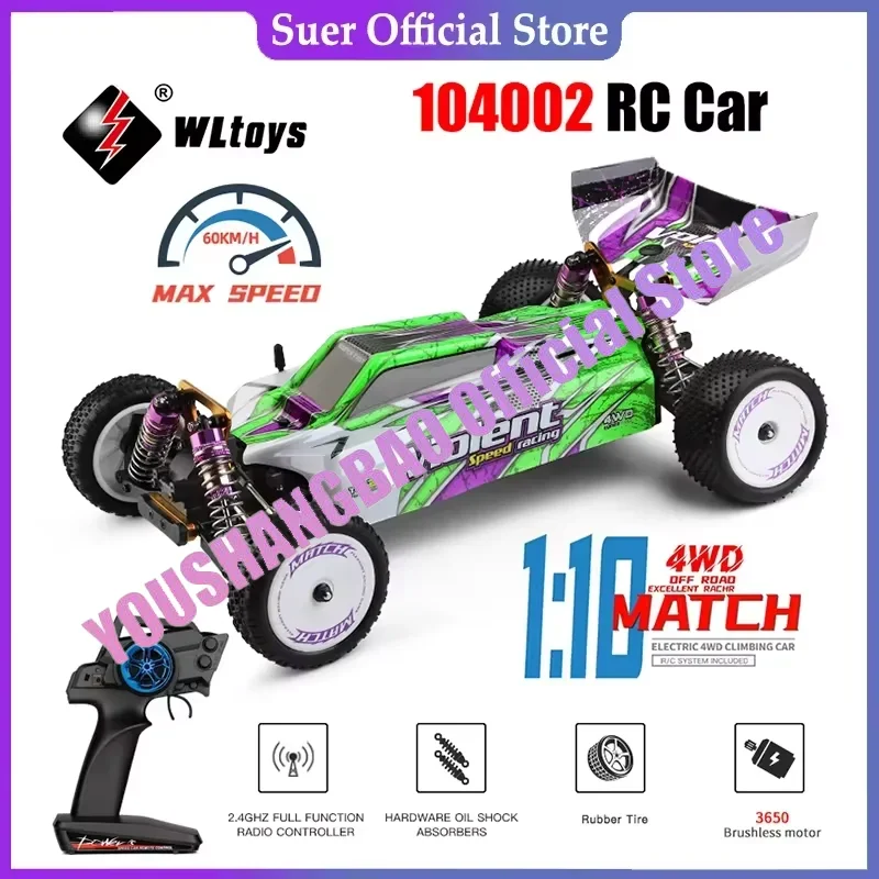 WLtoys 104002  Rc Car Competition Brushless 60KM/H 45KM/H Metal Chassis 4WD Electric High Speed Drift Car Remote Control