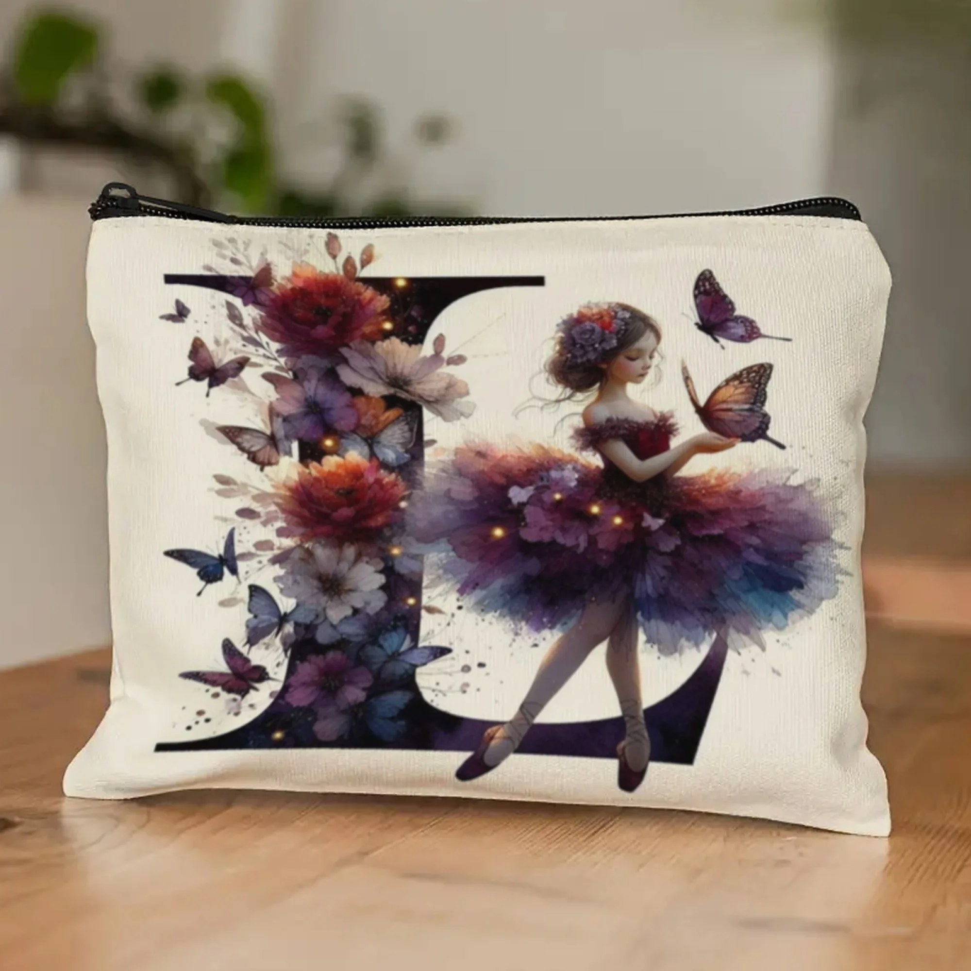 Bolsa de maquillaje con estampado de letras L para chica de Ballet, organizador de cosméticos para maquillaje, bolso de viaje para bailarina, regalos de boda y dama de honor