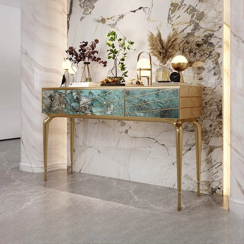 Italian light luxury entrance table, high-end designer, facing the door entrance cabinet, Amazon green luxury