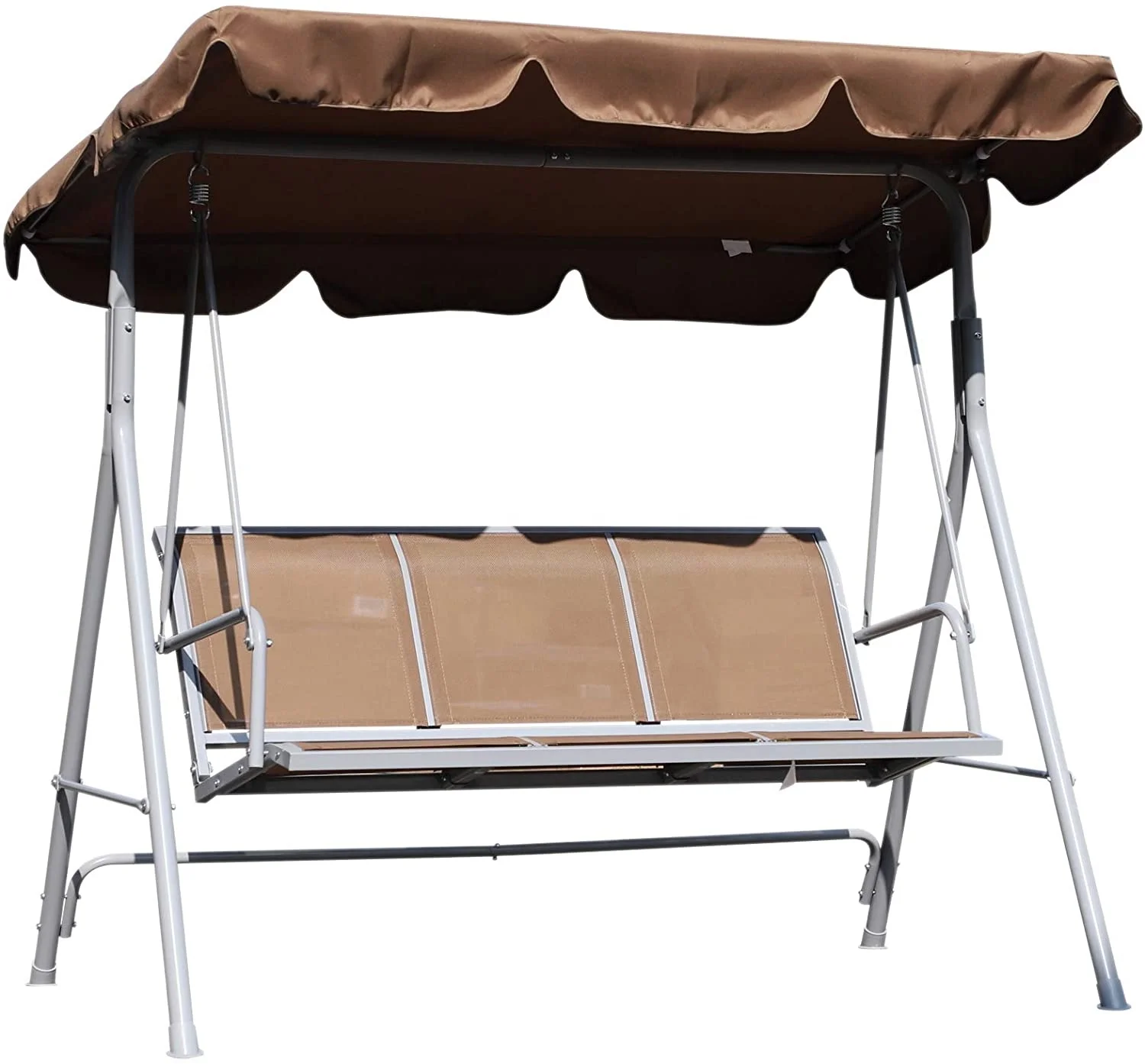 

Water Resistant Frame Seat Canopy Patio Swing Chair 3-Person Seat Lounge Outdoor Garden Bench Swing