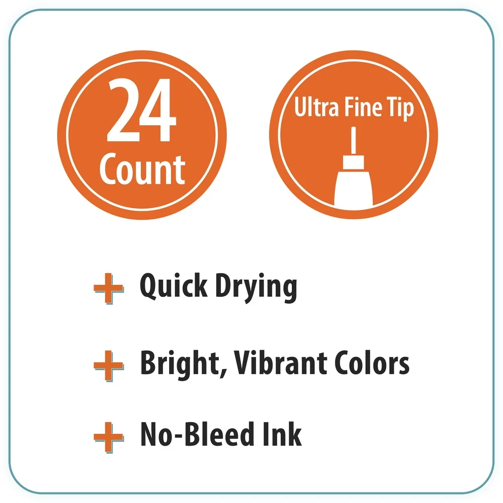 أقلام ذات طرف فائق النعومة مكونة من 24 لونًا متنوعًا، حبر سريع الجفاف بدون نزيف، ملاحظات مثالية لرسم القصاصات #4