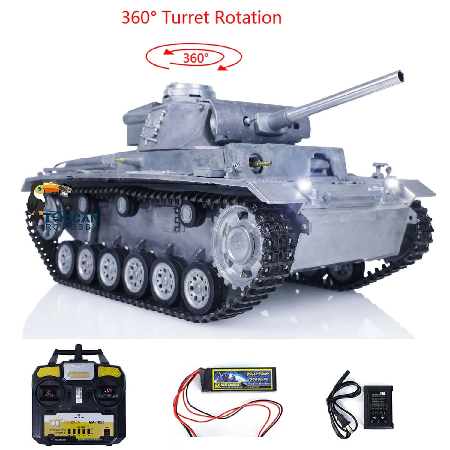 Metal Mato 1/16 Panzer III RC Tank BB KIT RTR Model Shooting Pellet Metal Color 1223 TH00653