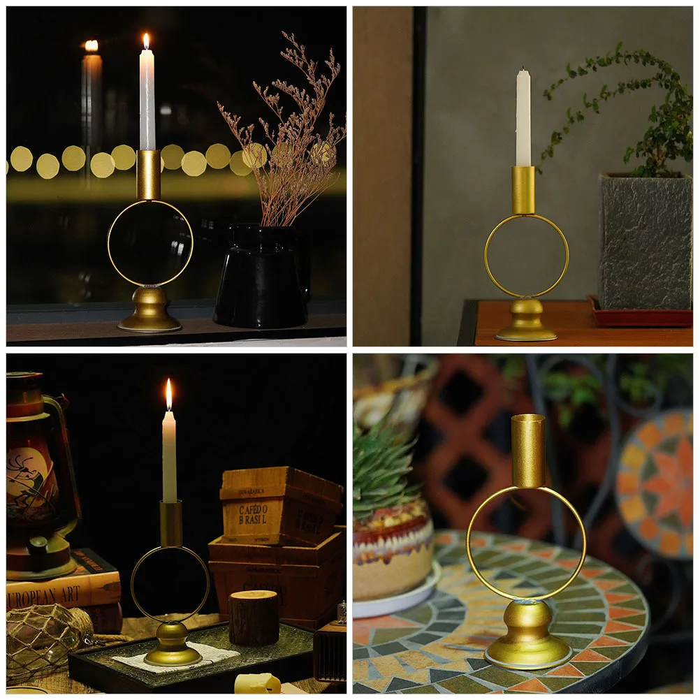 

Retro Iron Stick Holder Vintage Taper Candleholder Elegant Table Decoration for Christmas Dinner Events