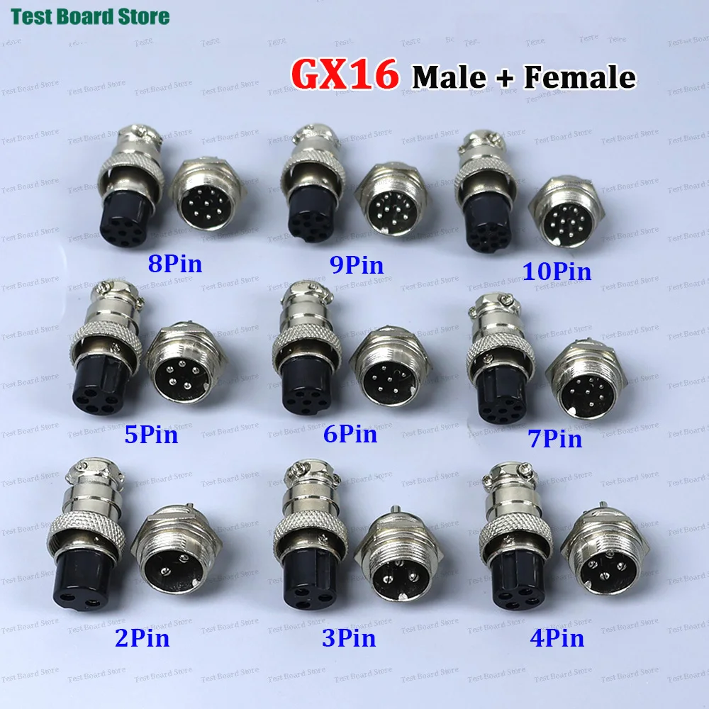 1/5/10Set GX16 Aviation Connector 2 3 4 5 6 7 8 9 10 Pin Male Plug Female Socket Waterproof Circular Connector