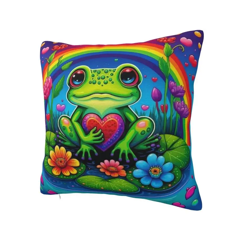 Funny Frog Cushion Cover 66x66 cm Polyester Velvet Throw Pillow Case For Sofa Car Seat Living Room Decoration Pillowcase