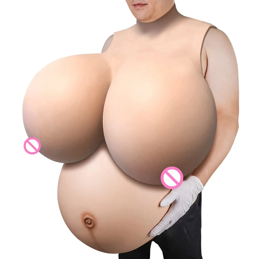 Diy Inflatable Huge ZZZ Cup Realistic Touch Silicone Fake Breasts Silicone Pregnancy Belly Masquerade Costume Film Props