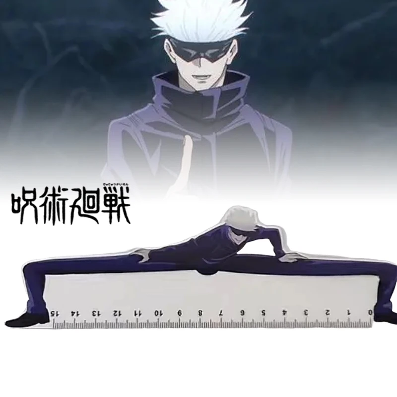 15cm Satoru Gojo Straight Ruler Figure Creative Funny Clear Jujutsu Kaisen Ruler Drafting Stationery Supply Japanese Anime Gift