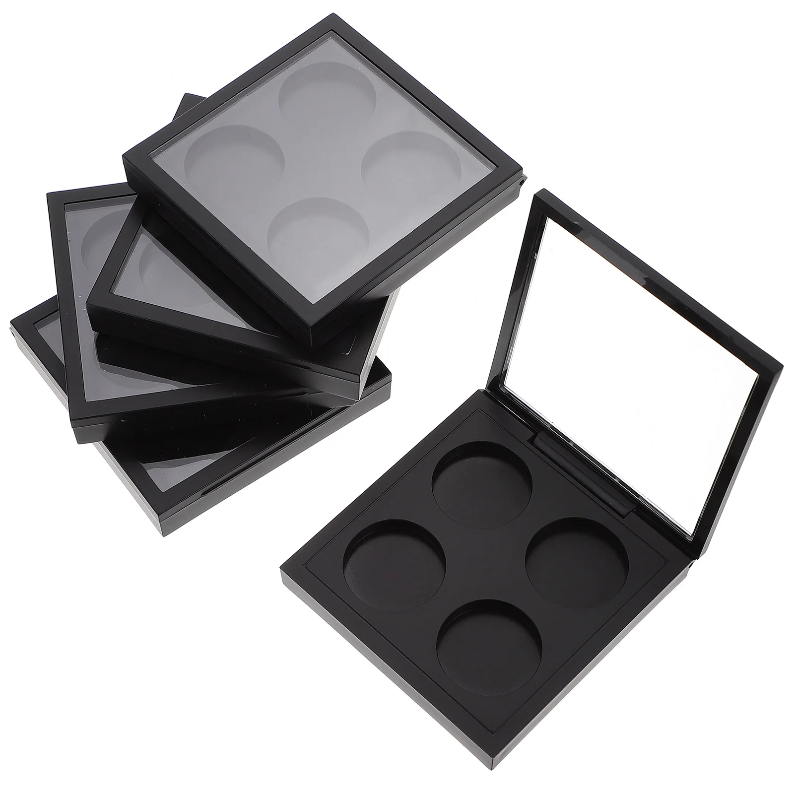 

5pcs Empty Eyeshadow Tray Magnetic Four-color Plates Travel Size Lightweight Durable Plastic Transparent Cover Container Eye