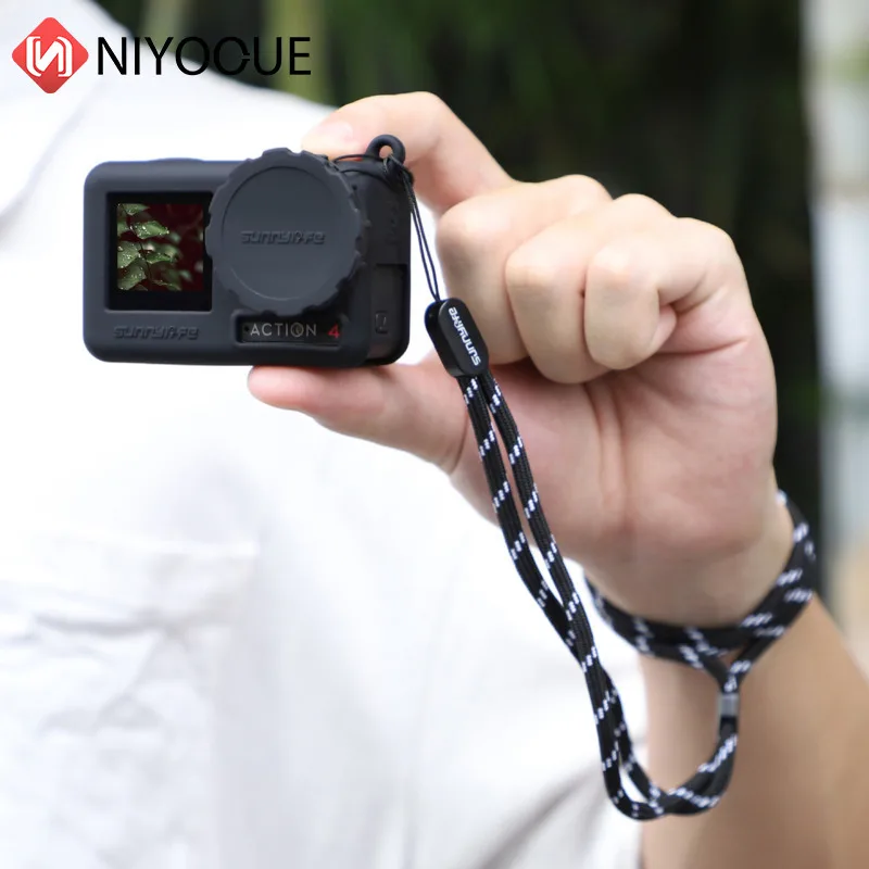 ป้องกันรอยขีดข่วนซิลิโคนฝาครอบเลนส์ป้องกันกรณีป้องกันฝุ่นกล้อง Protector Lanyard สําหรับ OSMO ACTION 4/3 อุปกรณ์เสริม