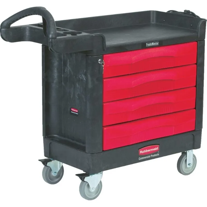 

Trademaster 4 Drawer Mobile Work Center, 43" L x 19" W x 29" H, Black/Red (FG451388BLA) caseta jardin exterior cobertizos