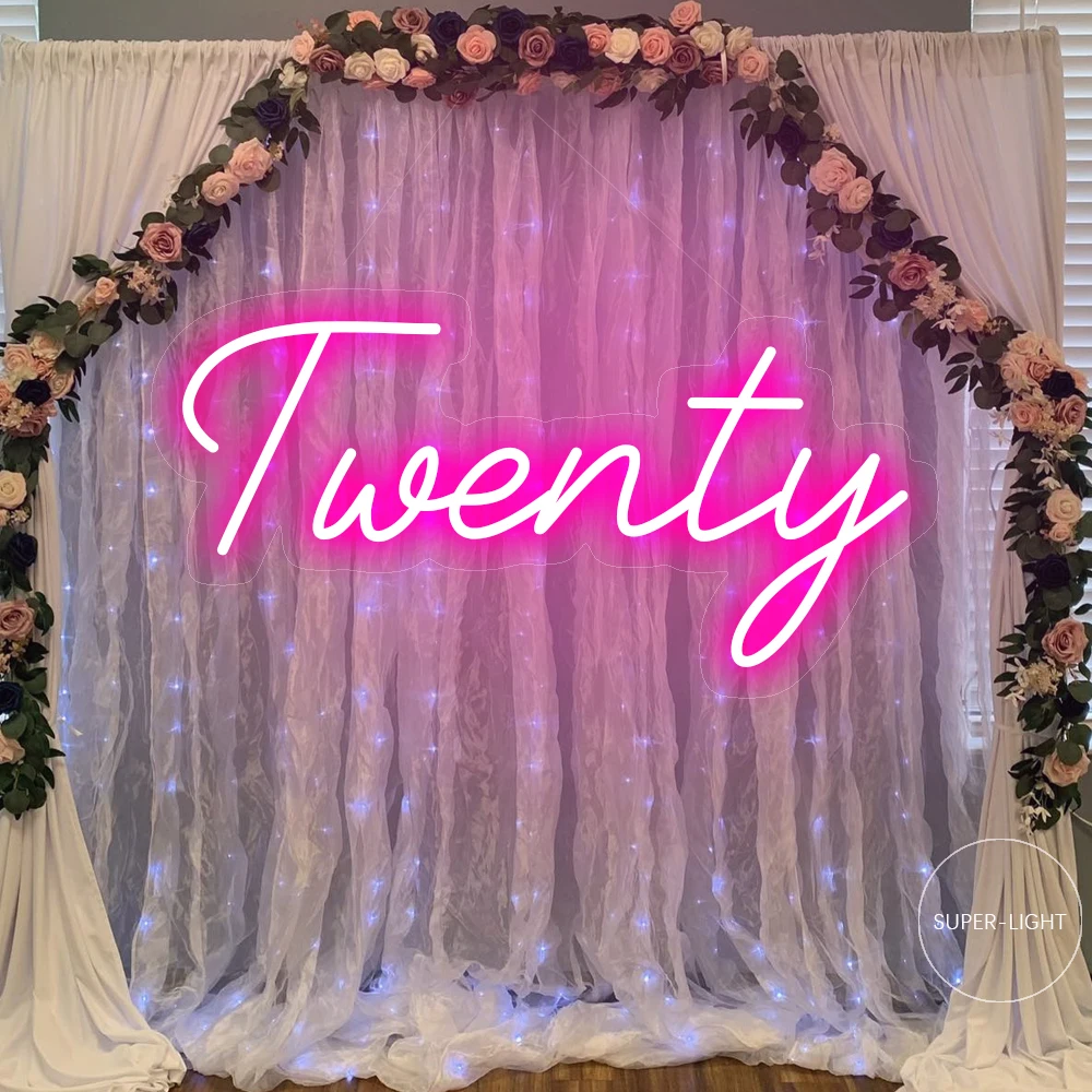 

Twenty 20th Birthday Neon Sign,Custom Party Decor,Handmade Party Neon Decor Art,Birthday Light Sign,Personalized Birthday Gift