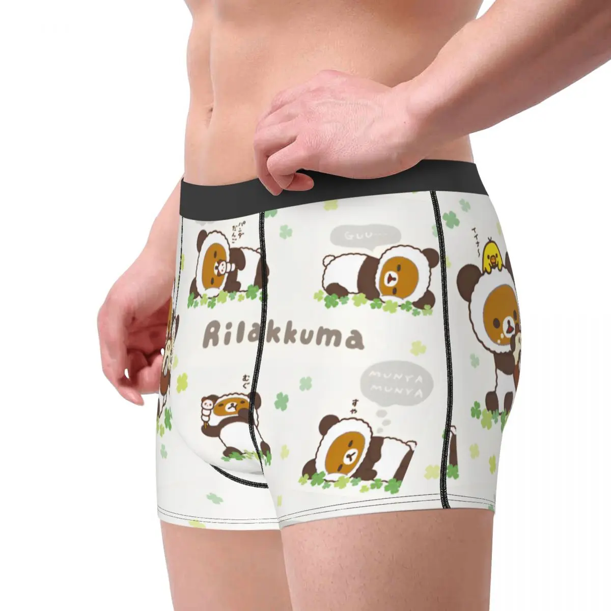 Rilakkuma Cartoon Man Underwear Boxer Briefs Shorts Panties Sexy Breathable Underpants for Homme