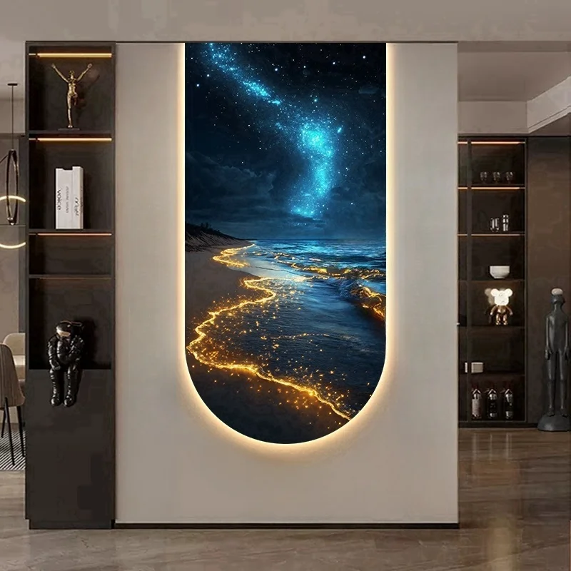 #Ocean Waves LED Wall Lamp Entrance Decoration Light Painting Corridor Hanging Painting Light Home Living Room Art Mural Light