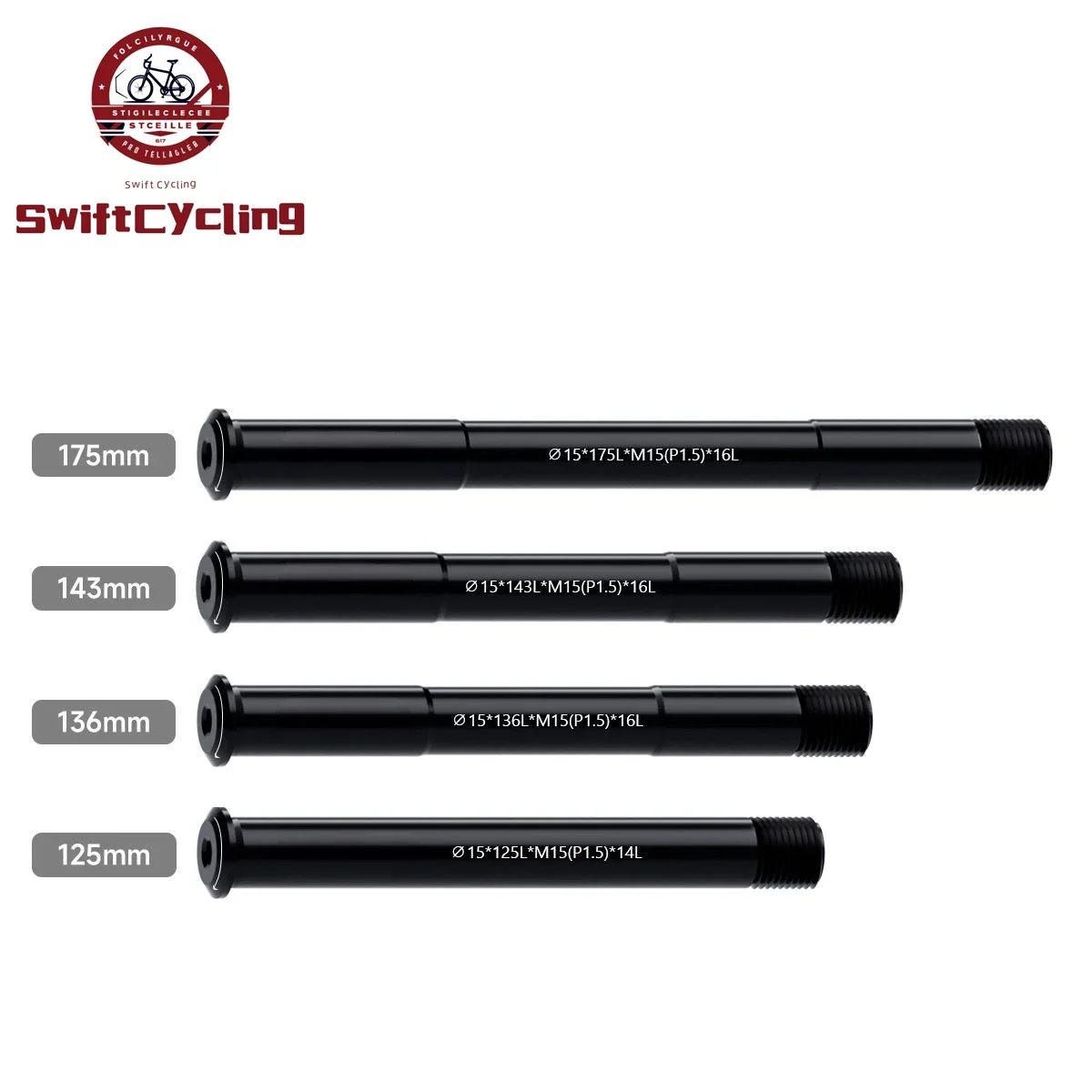 Swift MTB Road Bike Thru Axle Front Fork Shaft Skewers M15xP1.5 15x125/173 Rear Hub Thru Axle Bicycle Quick Release Skewer